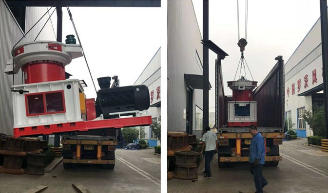 秸稈顆粒機(jī)裝車(chē)中